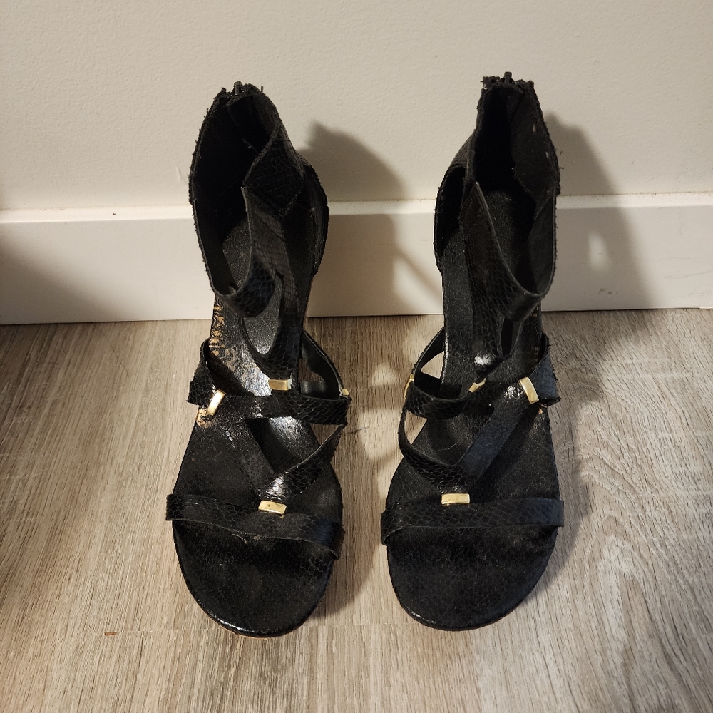 Black Brash Cork Heel Sandles Size 9